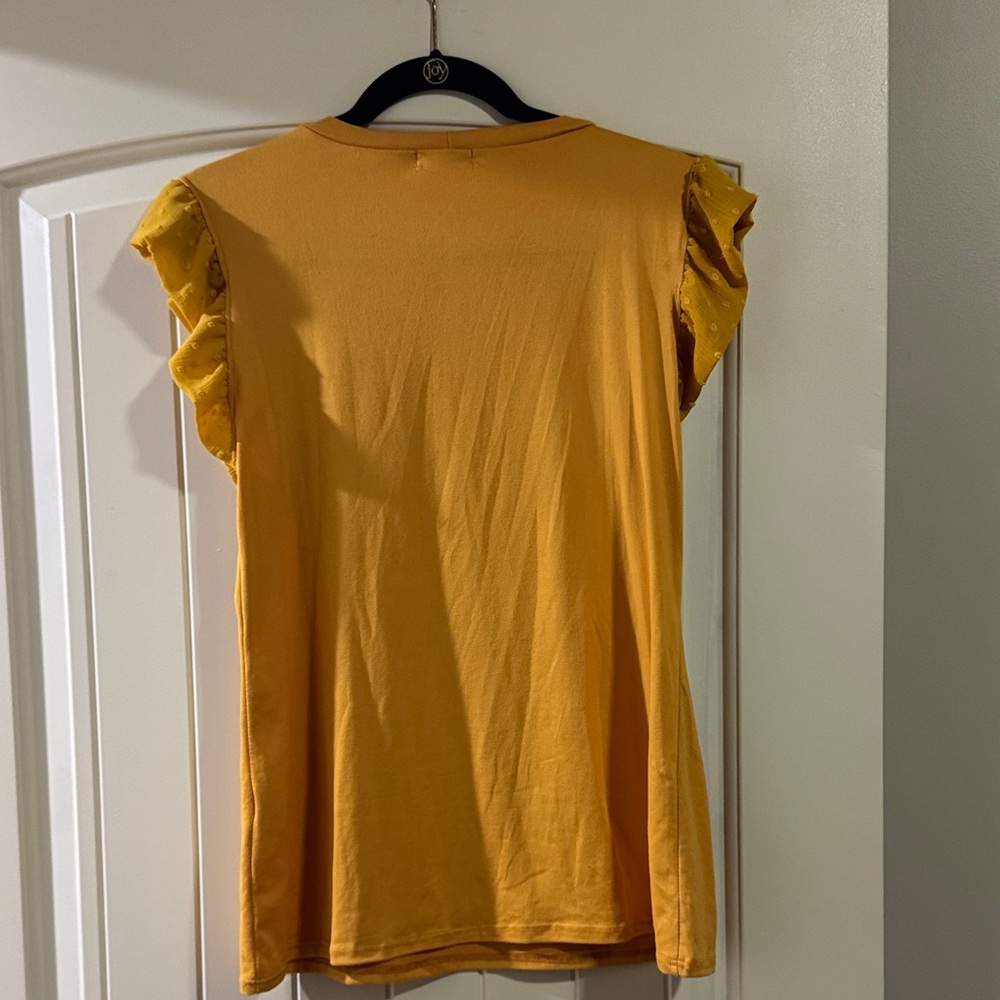 Mustard Ruffle Sleeve Tee - Picture 3 of 3